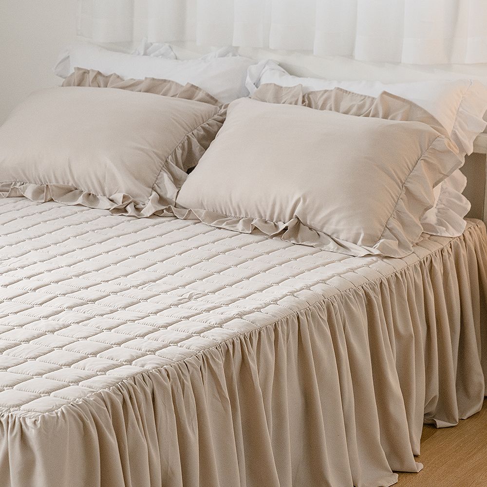 롱프릴 누빔 패드 매트리스 고정 밴드 침대 커버 슈퍼 싱글
