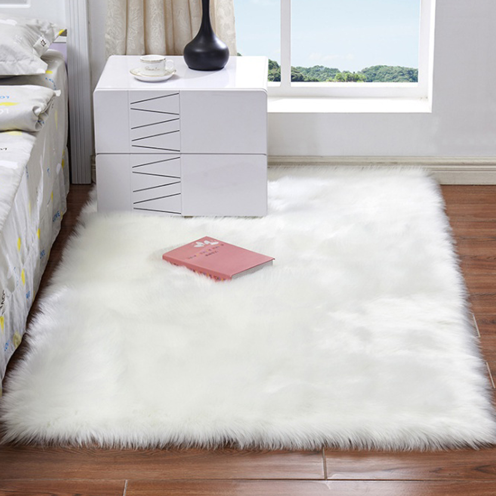 셀리 스틴 직사각형 장모 러그 거실 카페트 (화이트) 카펫 사계절 소형 양모 발매트