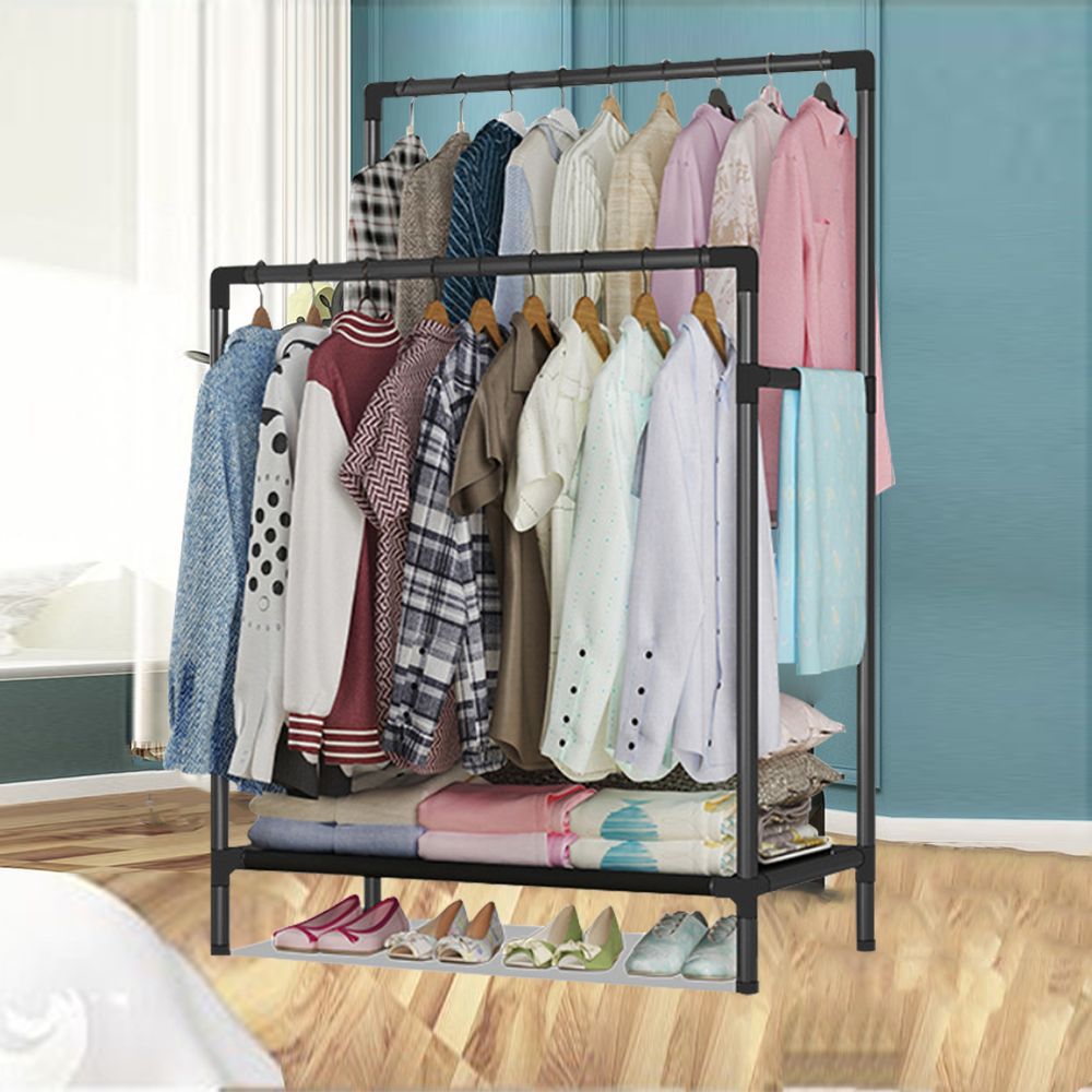 더블 옷걸이 행거 드레스룸 철제 스탠드 2단 옷장 선반 앵글