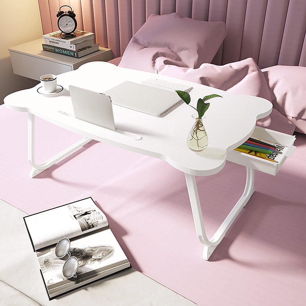 홈모던 접이식 좌식 책상 간이 테이블 D2( 화이트) 1인용 공부 공부상 침대