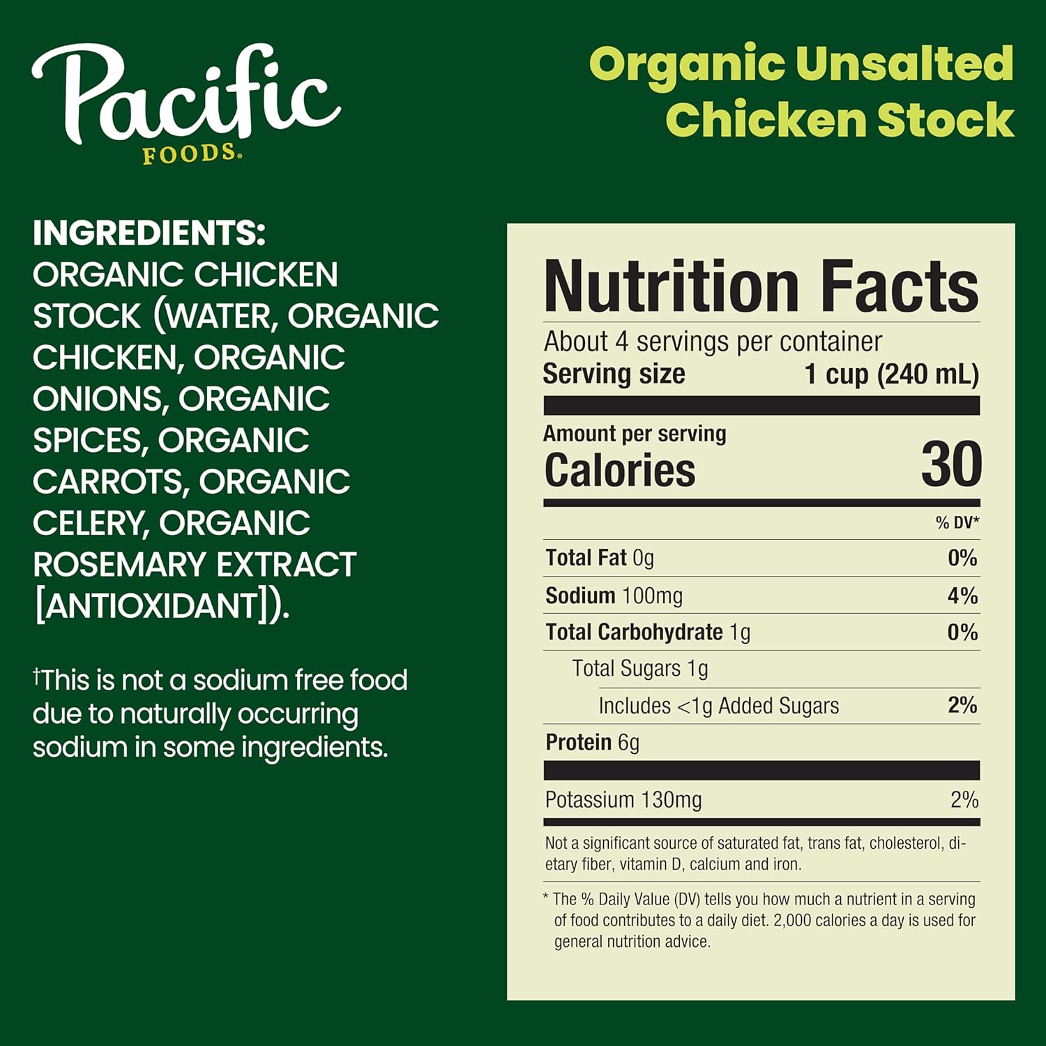 Pacific Foods Chicken Stock, Unsalted 패시픽 푸드 무염 치킨 스톡 닭고기 육수 32oz(907g) 2팩 - 상세 이미지 3