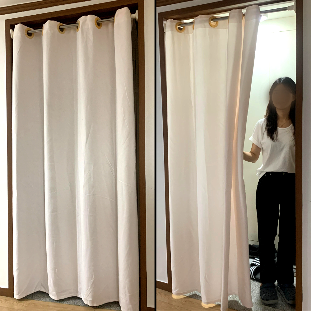가리개 커튼 공간 분리 아일렛 문 아이보리 200 cm 방문 문가리개 가림천
