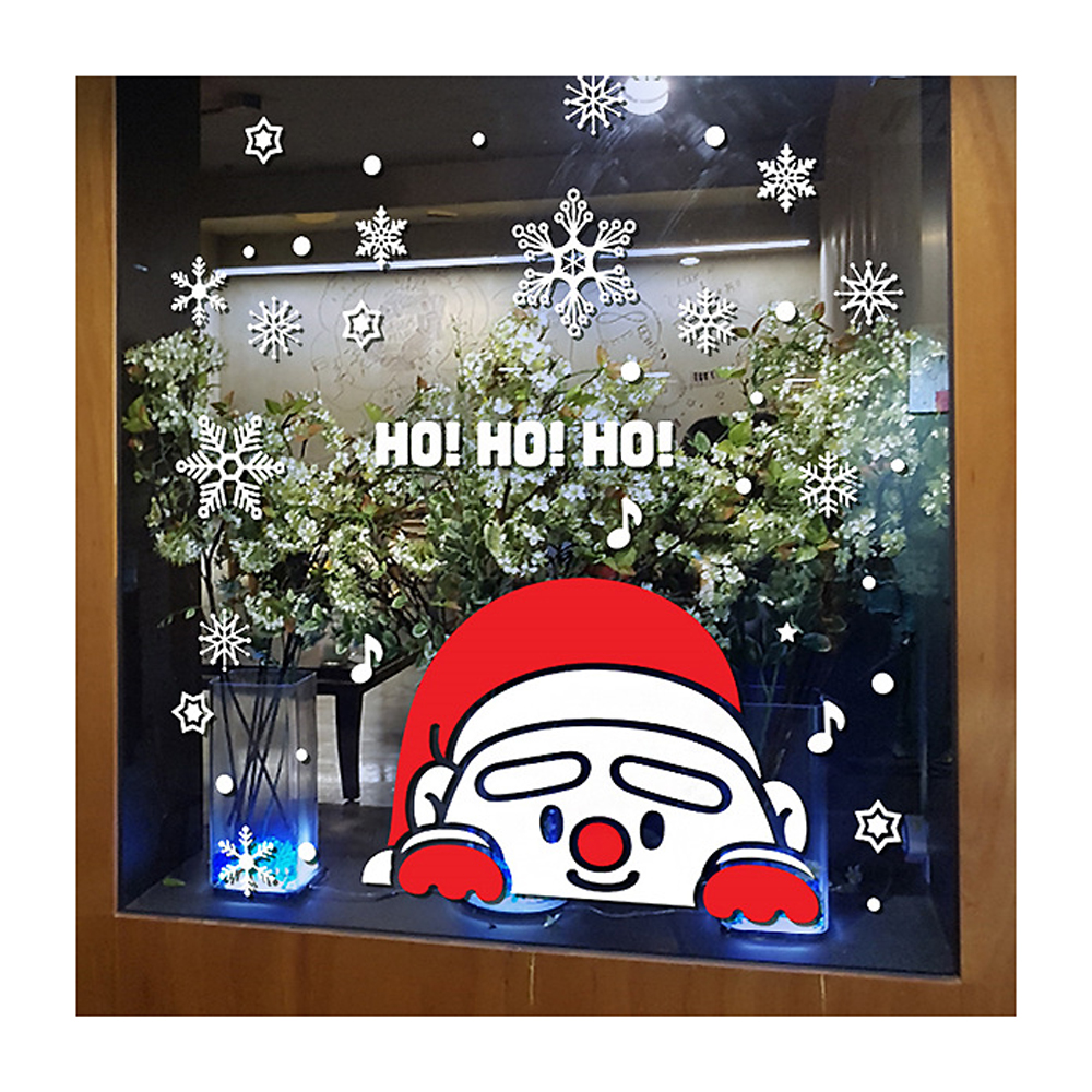 산타 까꿍 눈꽃 세트 유리 창문 데코 스티커 눈사람 크리 마스 장식 시트지 데코시트지 - 상품 이미지