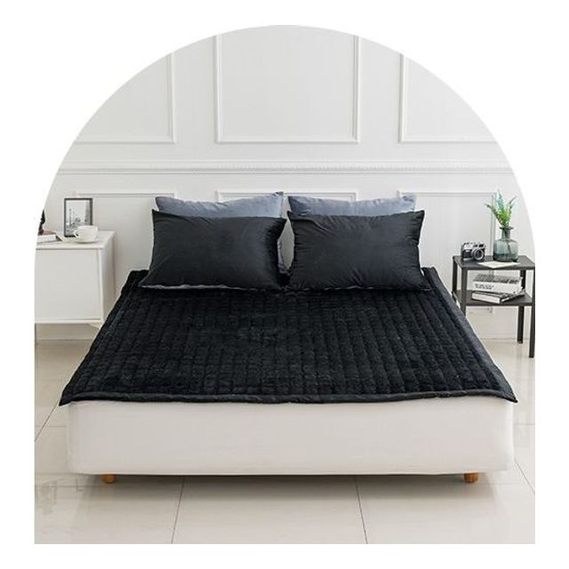 빌리 극세사 밴딩 패드 SS (110x 200) 블랙 카페트 슈퍼 싱글