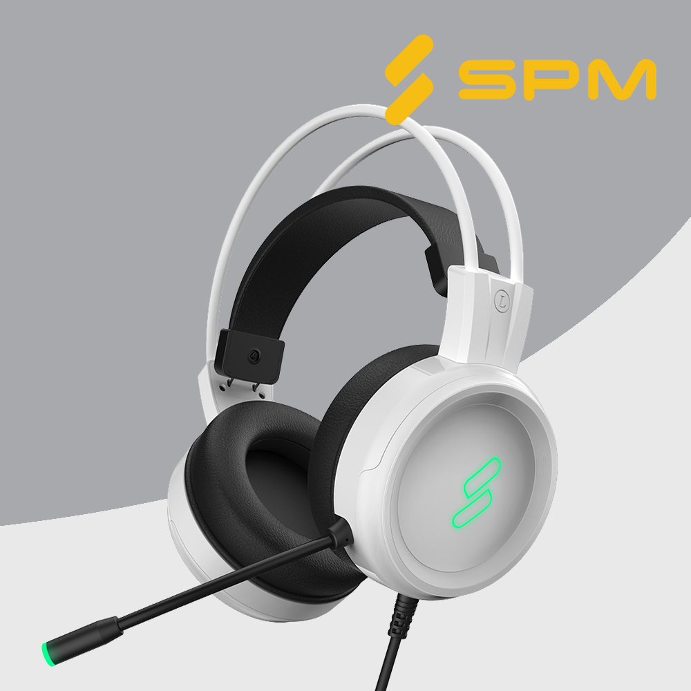 SPM HM100 가성비 유선 게이밍헤드셋 화이트