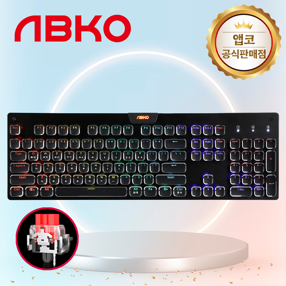 앱코 HACKER K840 스퀘어 사각 레트로 블랙, 적축, 45g - 상품 이미지