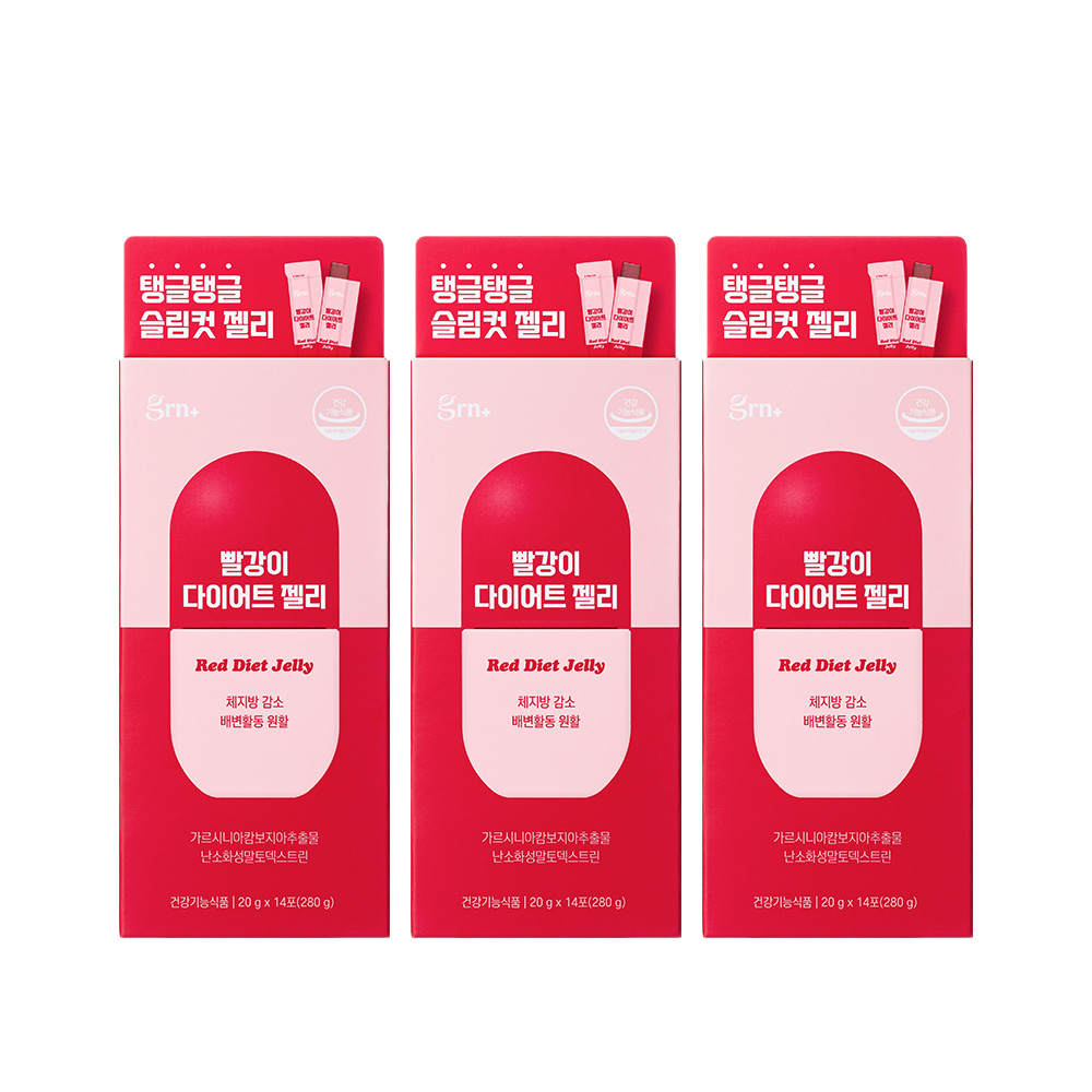 GRN 빨강이 다이어트 젤리 탄수화물컷팅제 가르시니아 쾌변 식이섬유 14포 X 3개 - 상품 이미지