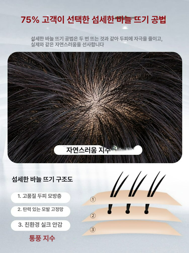 여성 짧은머리 항암가발 인모 가발 단발 자연스러운 패션 엄마 중년 중간 가르마 진짜모발 30cm 바늘짜임 A - 상세 이미지 4