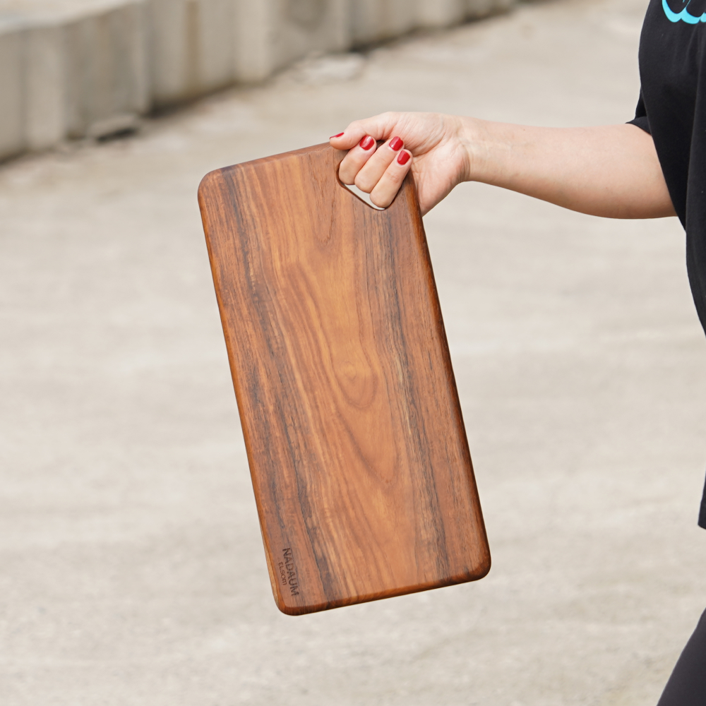 나다움 티크 우드 나무 도마 업소용 원목 이유식 빵 40x20cm, 라운드 사각 소