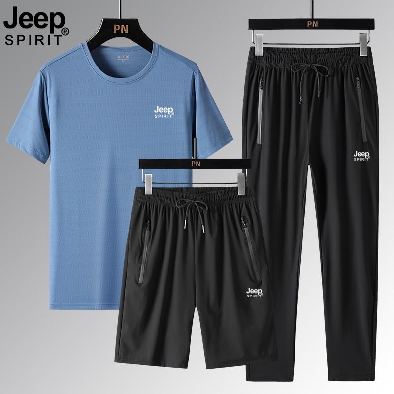 JEEP SPIRIT 여름 캐주얼 트레이닝복 세트 반바지 반팔티 조거팬츠 스포츠 운동복 - 상세 이미지 4