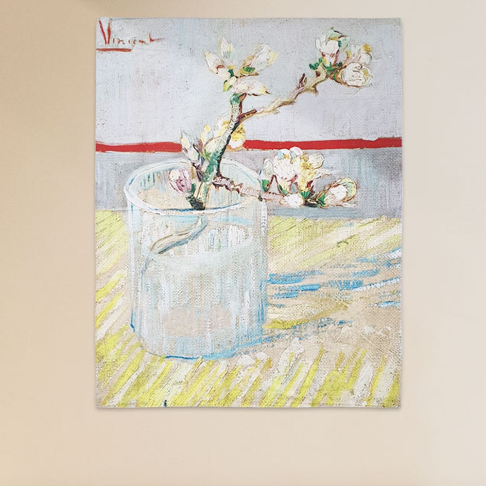 인테리어 장식 반고흐 아몬드꽃 패브릭 포스터 벽장식S 가림천 테피스 트리 액자 현관