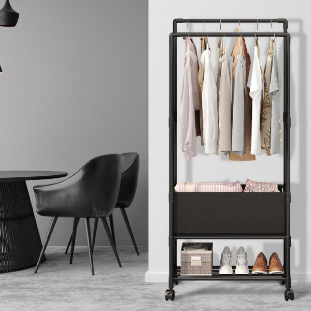 2단 더블 행거 옷정리 멀티 수납장 간이 미니 옷장 시스템 옷걸이 - 상품 이미지