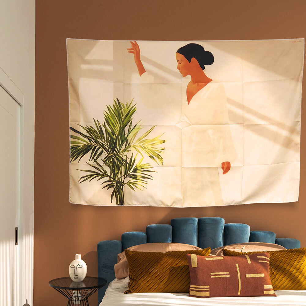 SFr 대형 패브릭 포스터 식물과 여성 M 인테리어 소품 벽장식 집꾸미기 벽인테리어