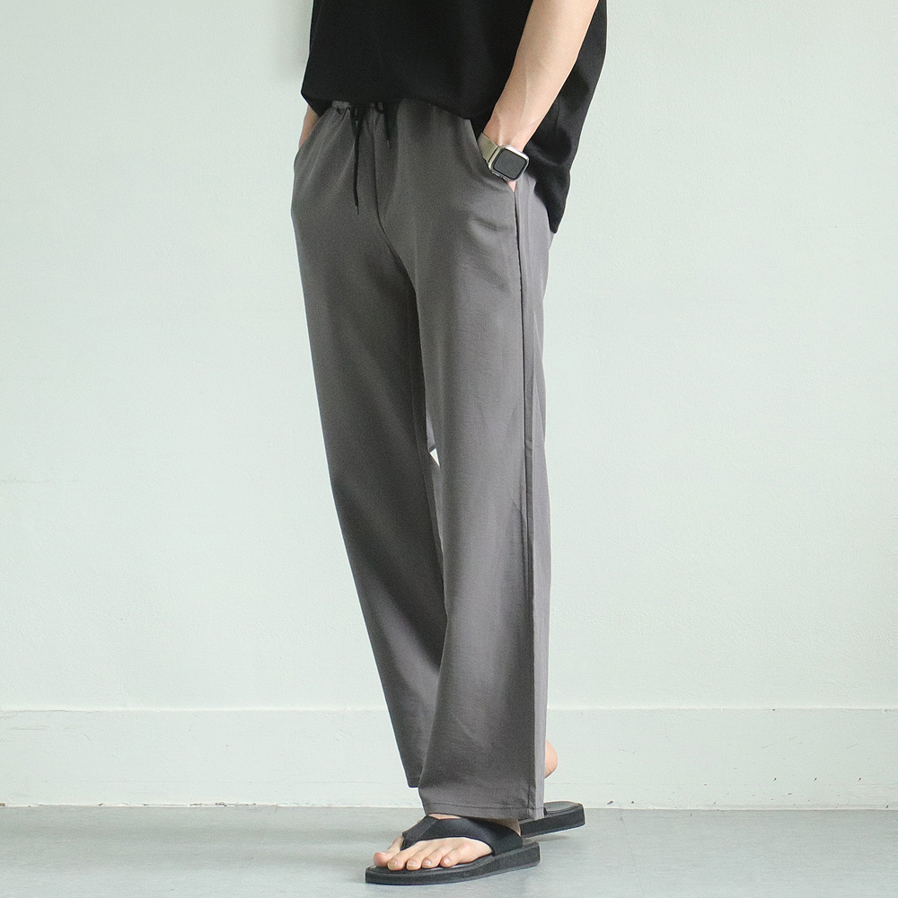 남자린넨바지 밴딩 아이스 팬츠 와이드 팬츠 남성여름바지 - 상세 이미지 2