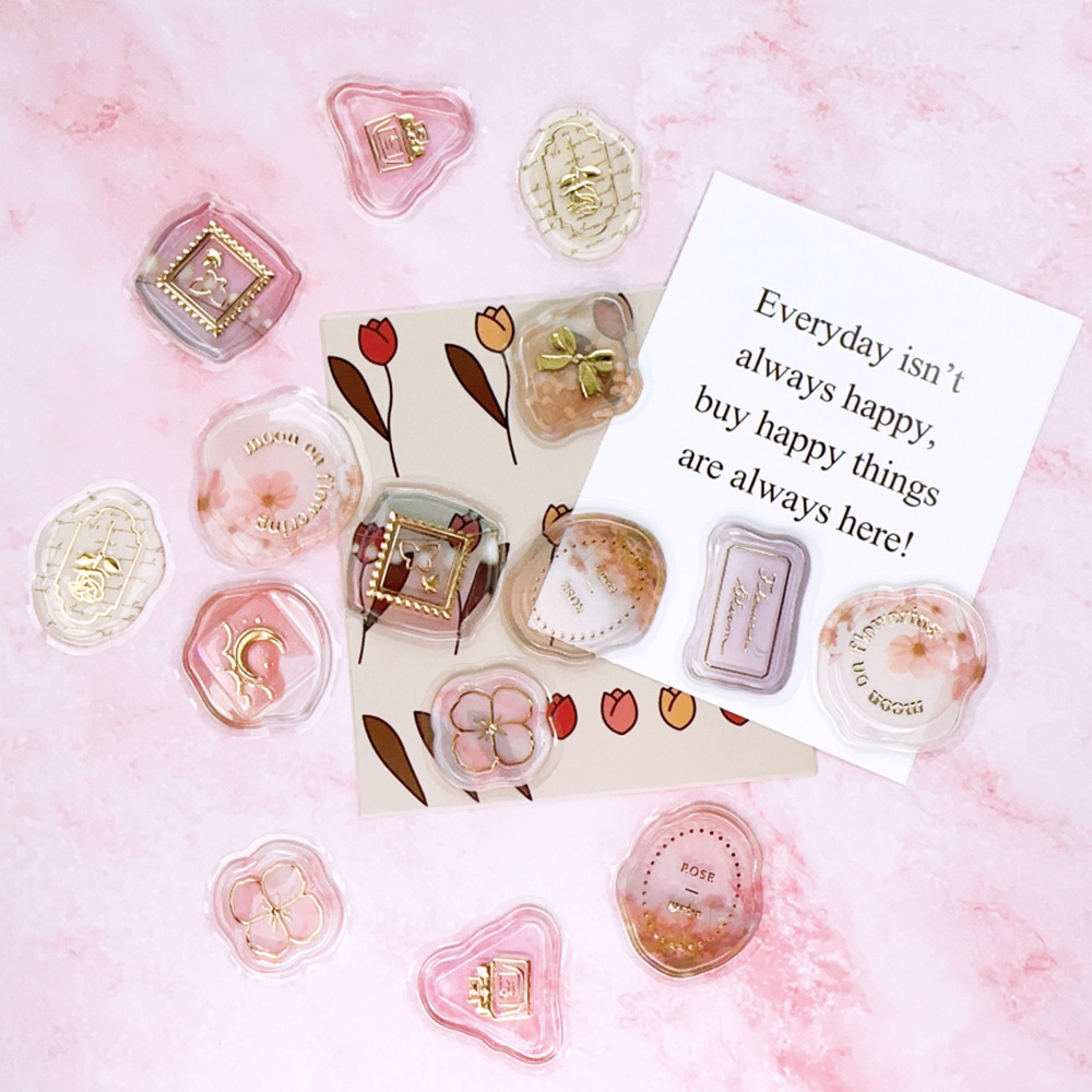 실링왁스 스티커 웨딩 엽서 봉투 포장 B타입 루나브라운 청첩장 스티커 18개입