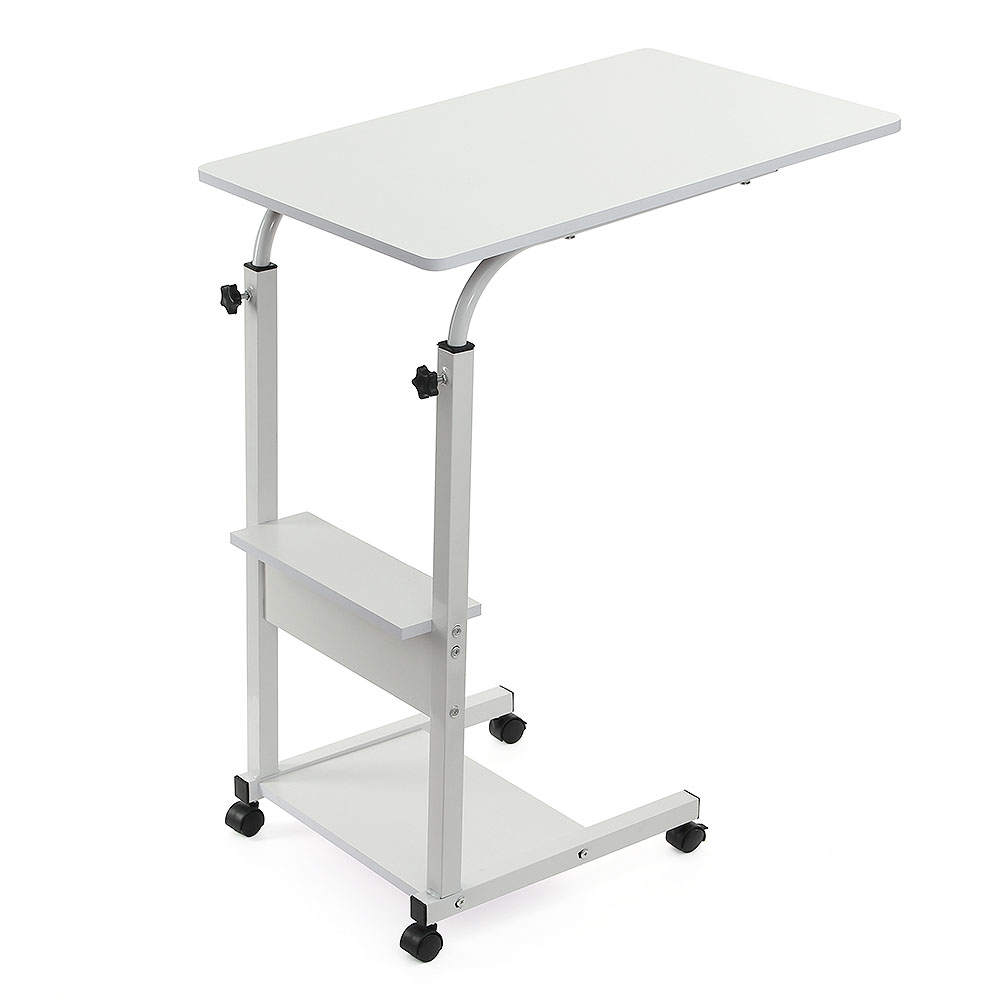 베이직 높이 조절 침대 사이드 테이블 선반형( 화이트) 이동식 책상 베드 노트북 컴퓨터