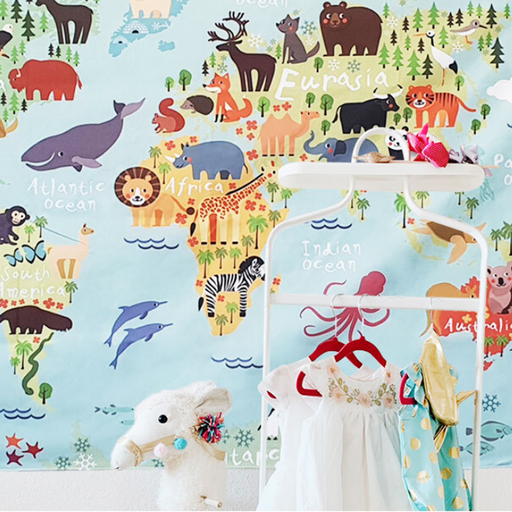 아이방 그림 인테리어 벽장식 세계 지도 패브릭 포스터 가림천 테피스 트리 액자 현관