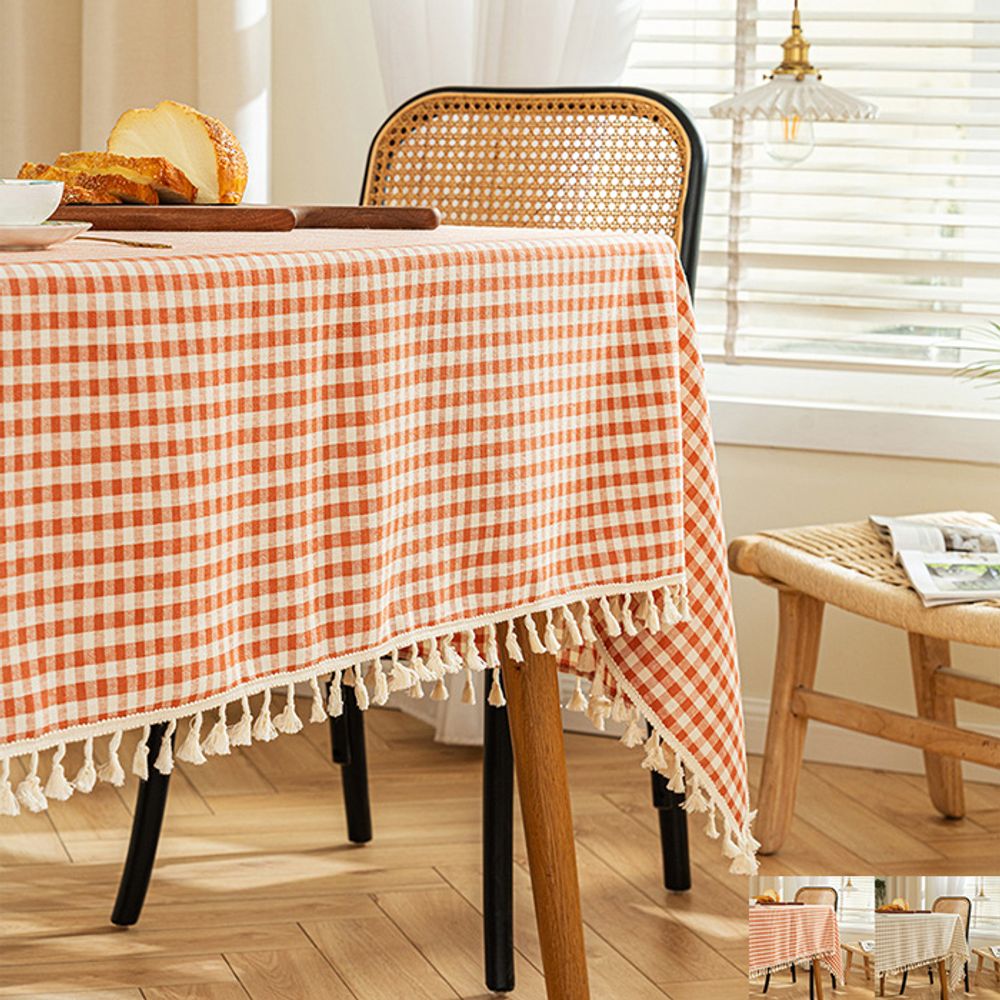 데일리 체크 테이블보 흠카페 식탁보 135x 240 cm 캠핑 6인용 방수