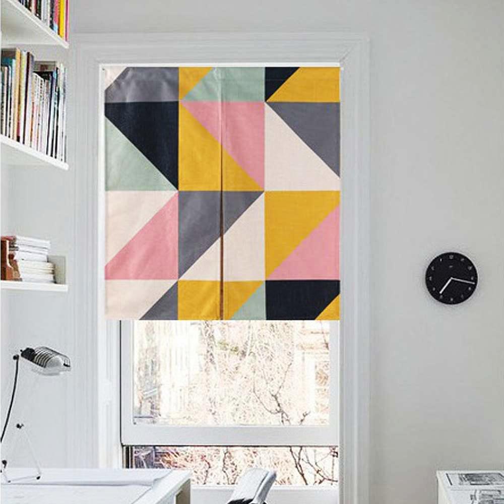 북유럽 노렌 핑크 체크 벽커튼 출입구 문가림막 벽가림막