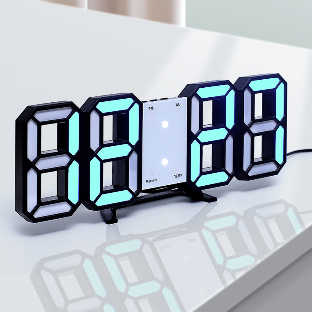 스마트 LED 리모컨 디지털 벽시계( 블랙+ 그린)무 소음 DT 1348280 벽걸이 - 상품 이미지