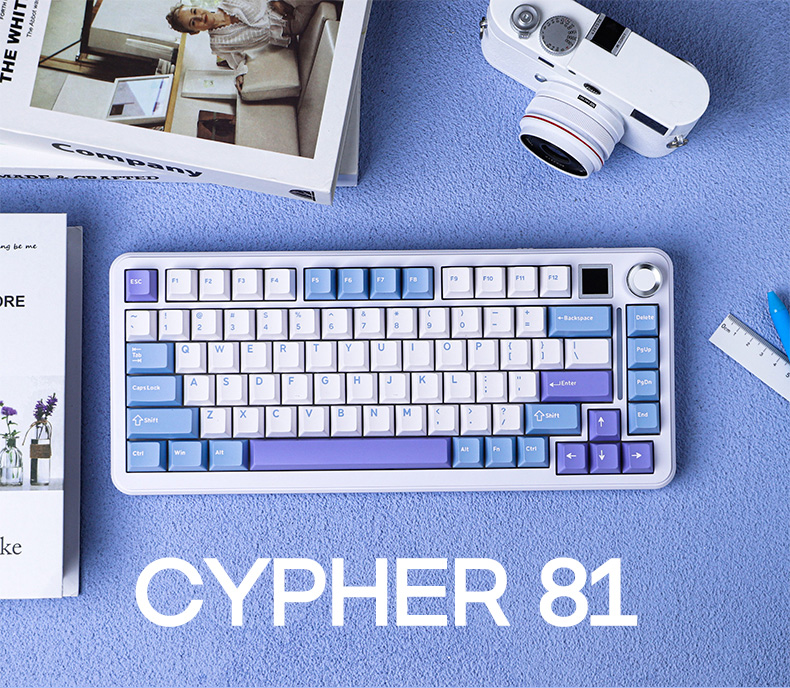 에포메이커 EPOMAKER Cypher 81 기계식 키보드 가스켓 핫스왑 게이밍 3모드 81키 TFT스크린 화이트블루 - 상세 이미지 2
