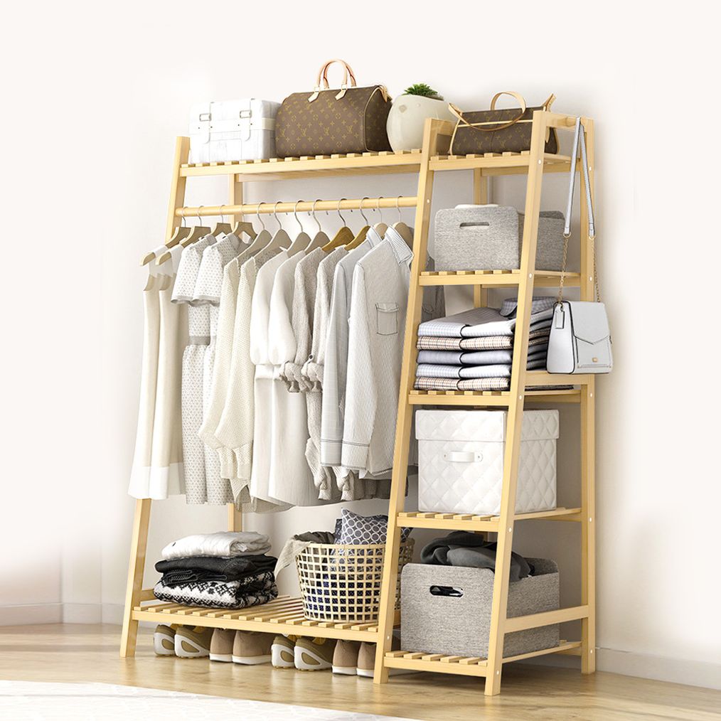 대나무 원목 행거 우드 스탠드 옷걸이 수납 옷장 수납장 드레스룸 미니 조립식