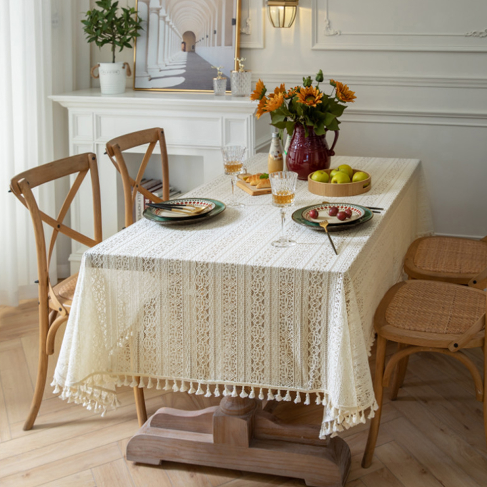 빈티지 태슬 식탁보 커버 (150x cm) 테이블보 매트 방수 러너