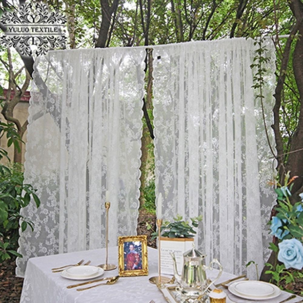 셀프 웨딩 인테리어 차박 인스 타감성 레이스 커튼 2p 쉬폰 린넨 화이트 커텐 흰색