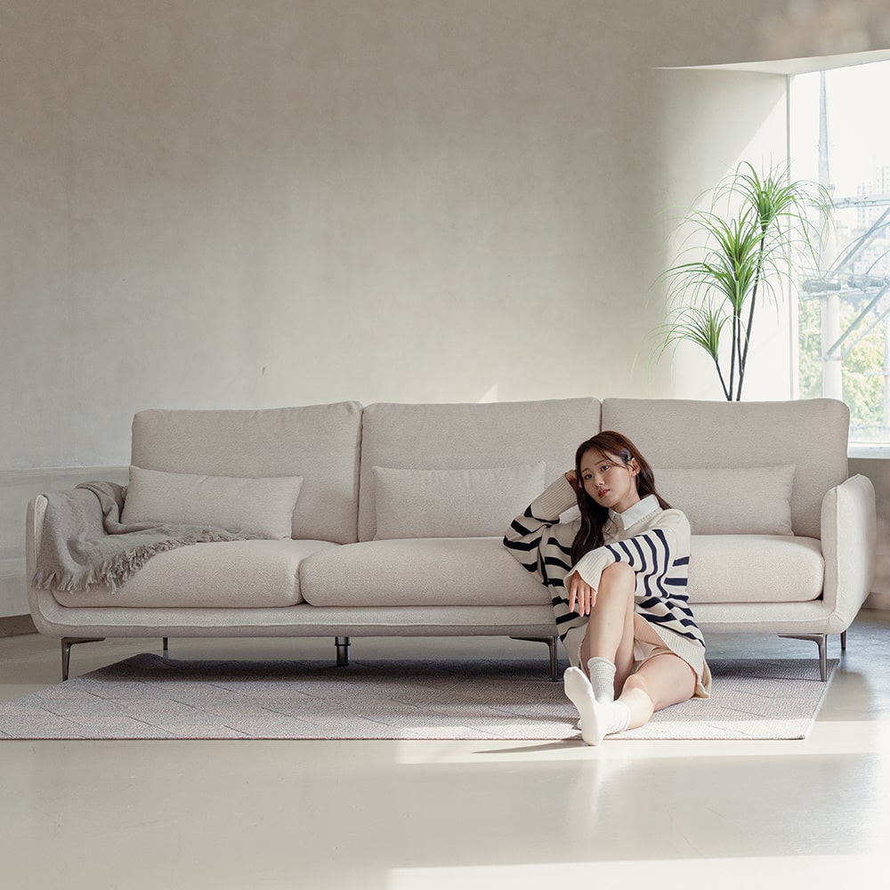 헨지디자인 밀크 부클레 딘 4인용 패브릭소파 홈카페 신혼가구