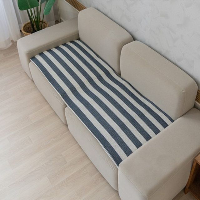스트라이프 시어서커 소파 패드 3인용 60x 180 대자리 카페트 러그 대나무