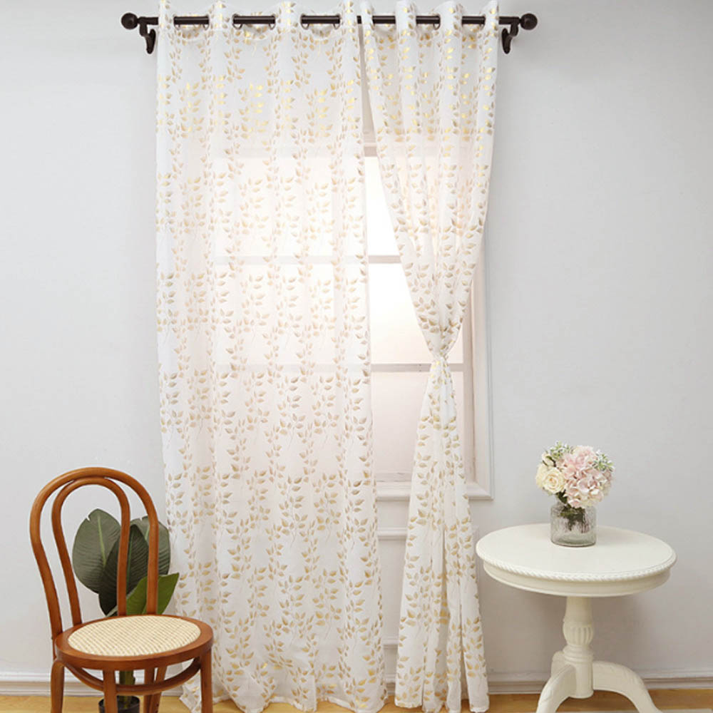 창문 가리개 골든 리프 커튼 132x 165 (아일릿) 레이스 햇빛 중창 작은창 가림막