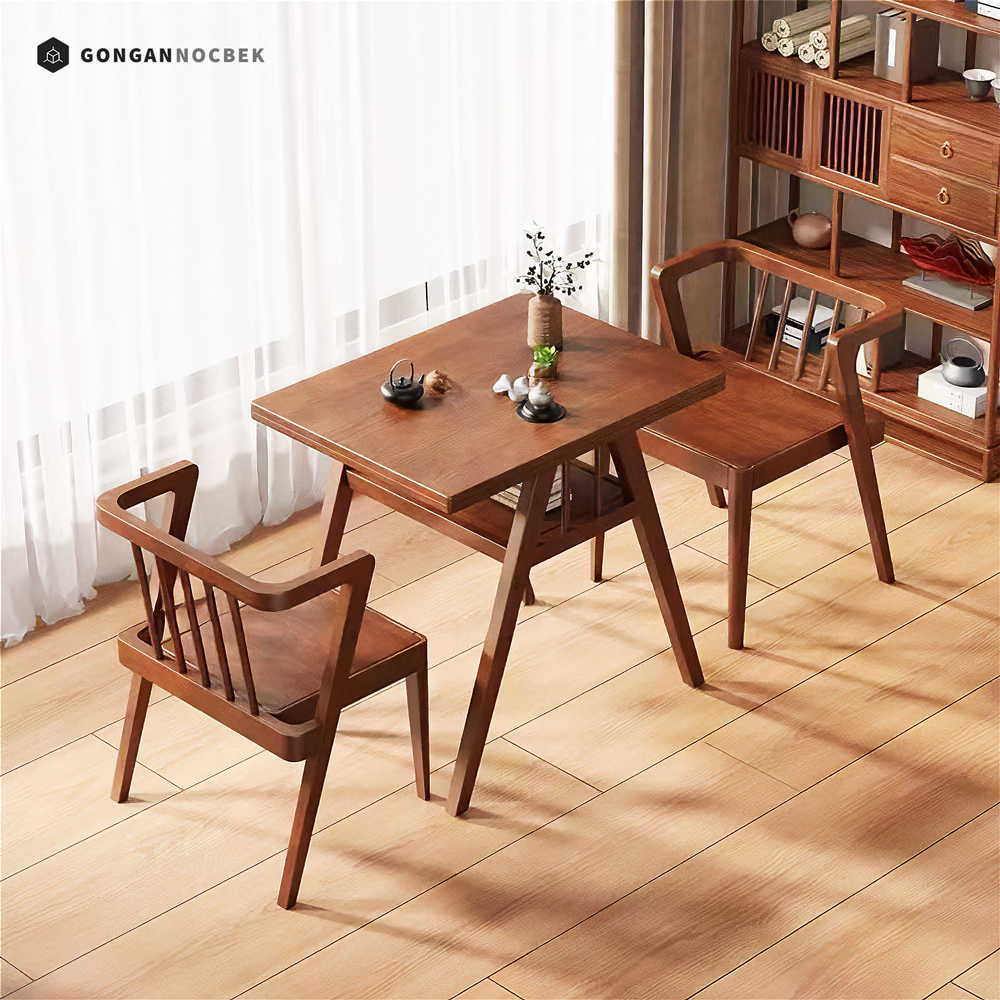 2인용 원목 식탁 낮은 2인 공간 활용 티 테이블 세트