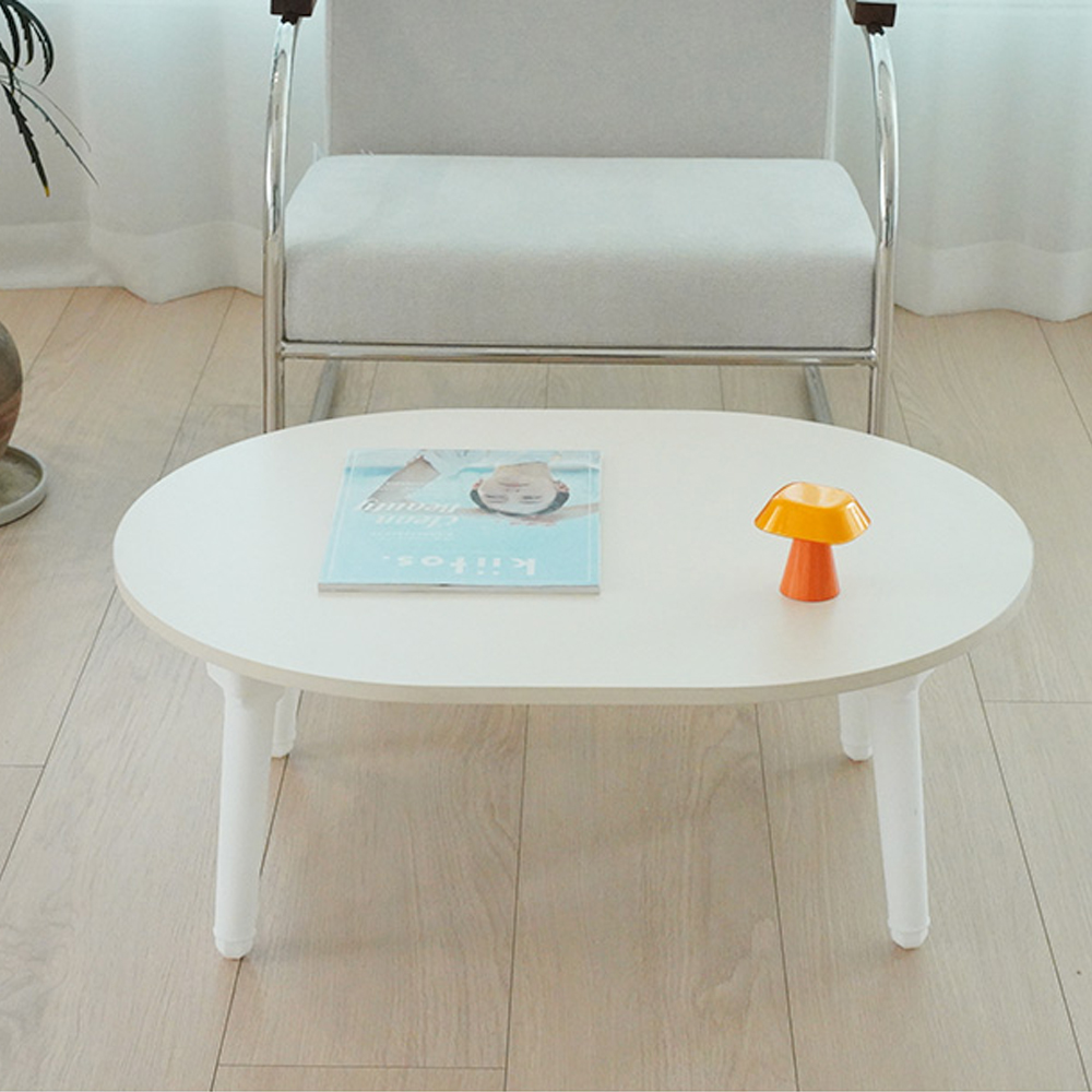 NEW 6단 으로 다리가 늘어나는 타원 접이식 테이블 800x 600 거실 밥상 좌식