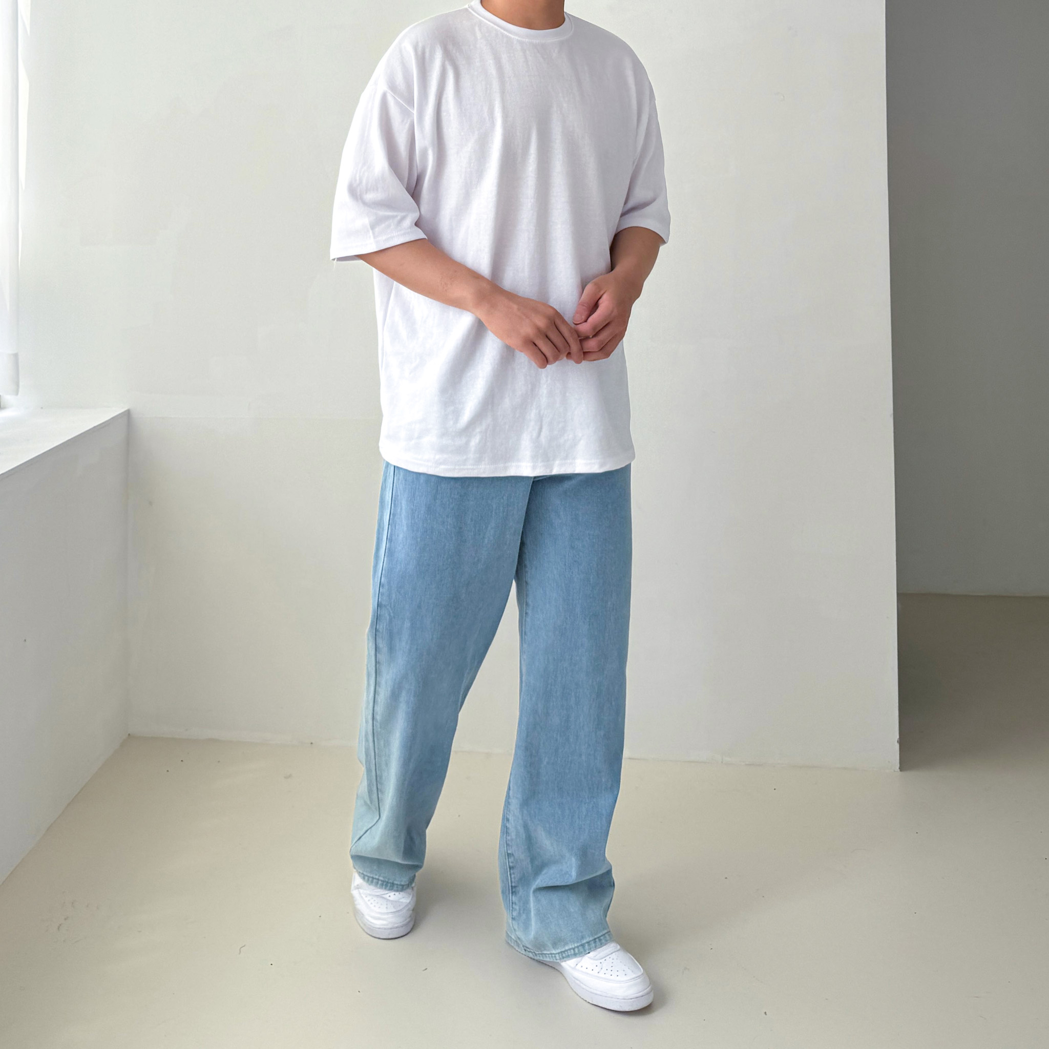 오버핏반팔 남자 흰티 흰색반팔티 안비치는 - 상세 이미지 4