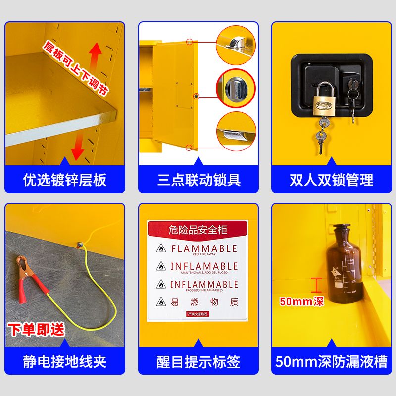 인화성물질 보관함 페인트 캐비닛 수납함 갤런 안전 화학 철제 - 상세 이미지 4