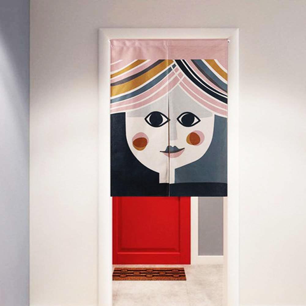 노렌 북유럽 여자 얼굴 벽커튼 출입구 문가림막 벽가림막