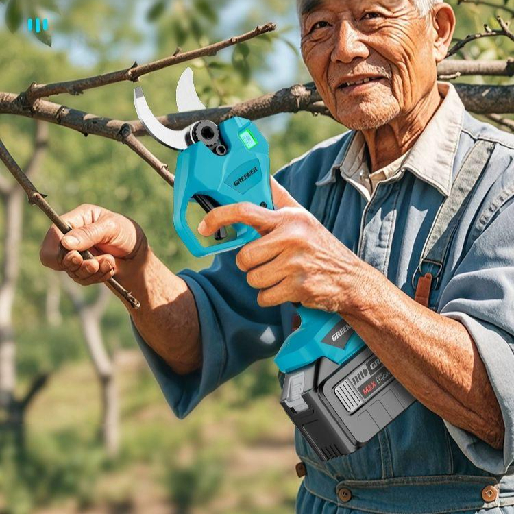 충전식 전동 전지가위 자동 전정가위 전동전지 무브러시 속도 절단기 40mm 개구 5단 2.2Ah-1배터리 1충전