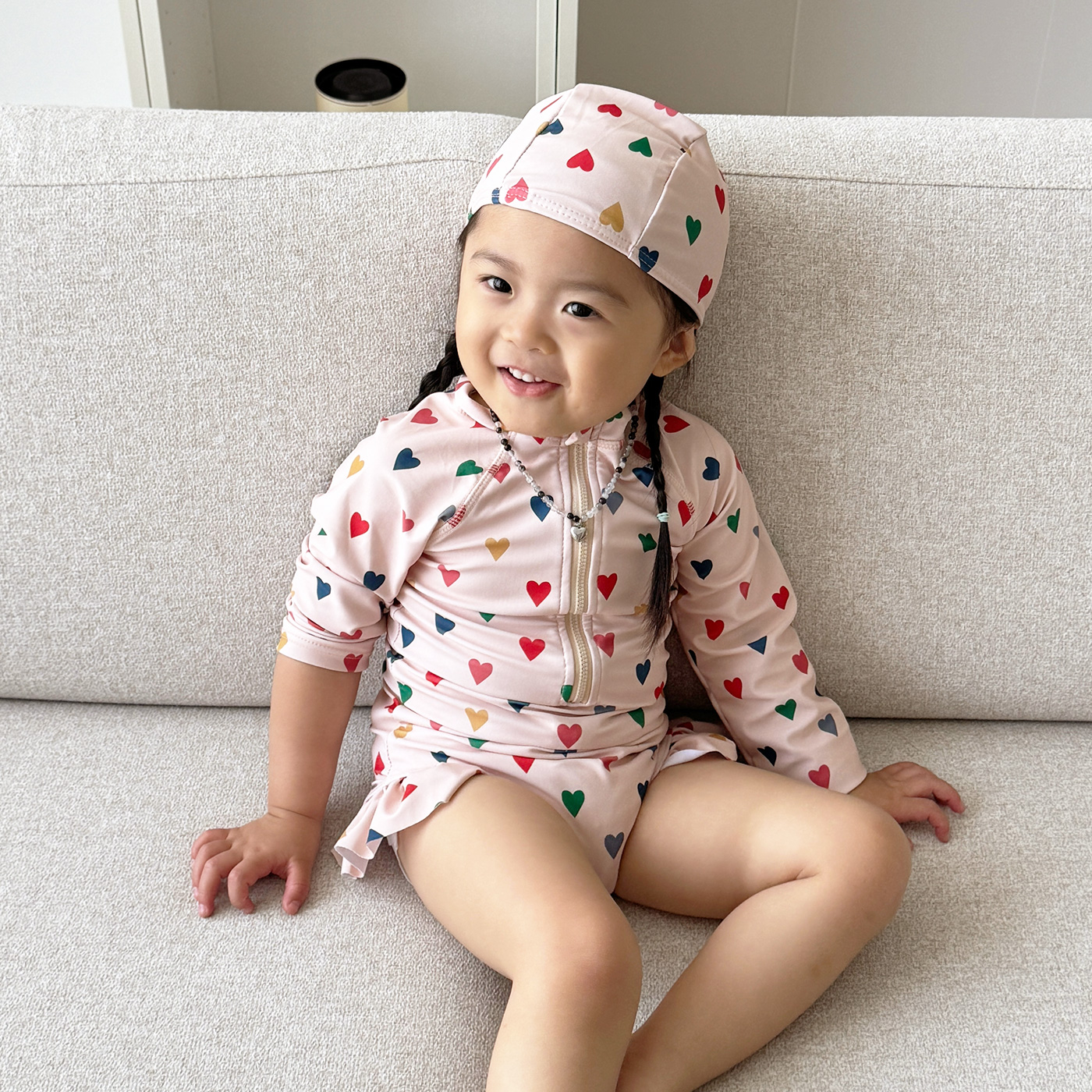 아카시아봉봉 여아 수영복 원피스 돌 아기 수영복 아동 래쉬가드 세트 이미지 6
