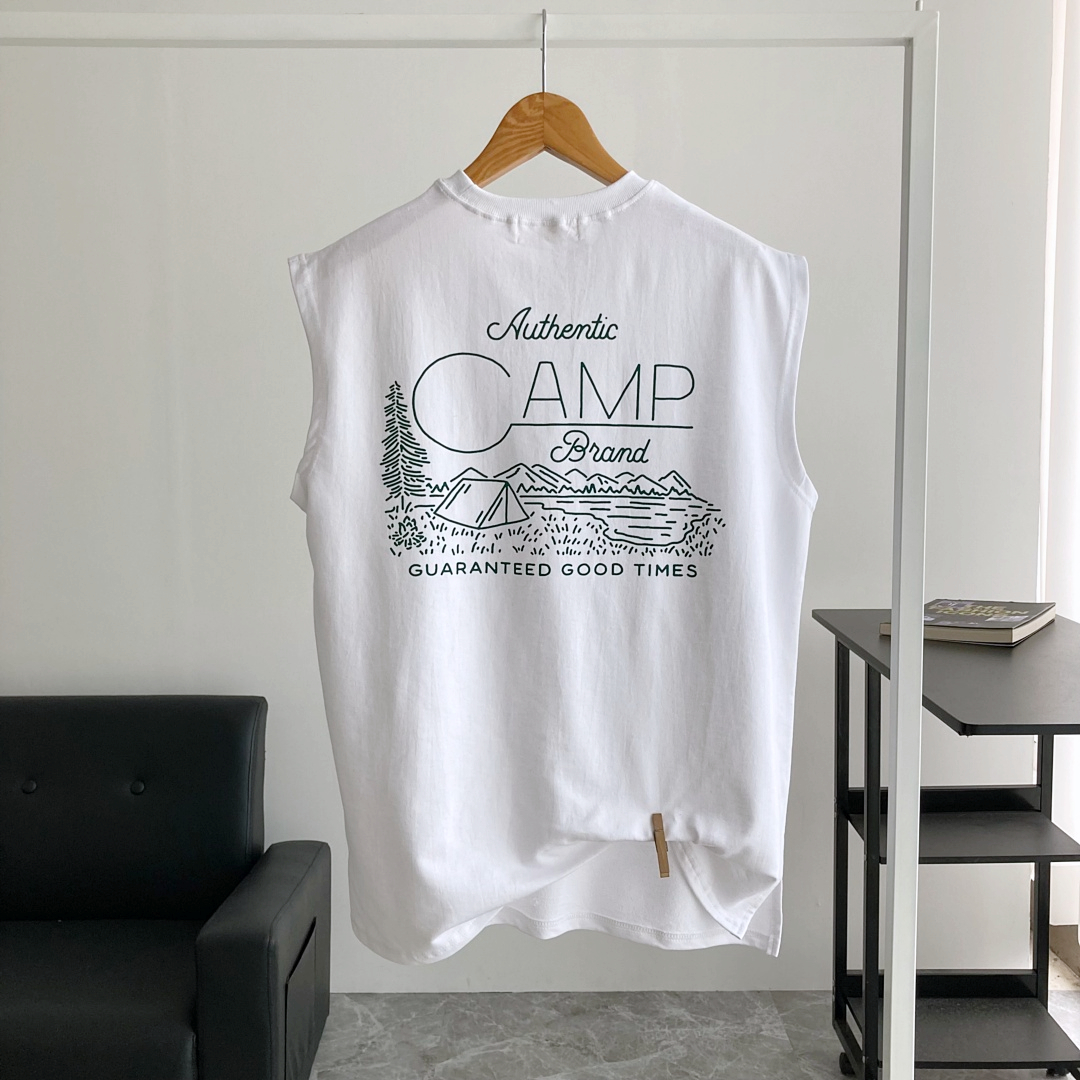 남자 나시 캠프CAMP 민소매 바캉스 헬스 면 오버핏 티셔츠 - 상품 이미지