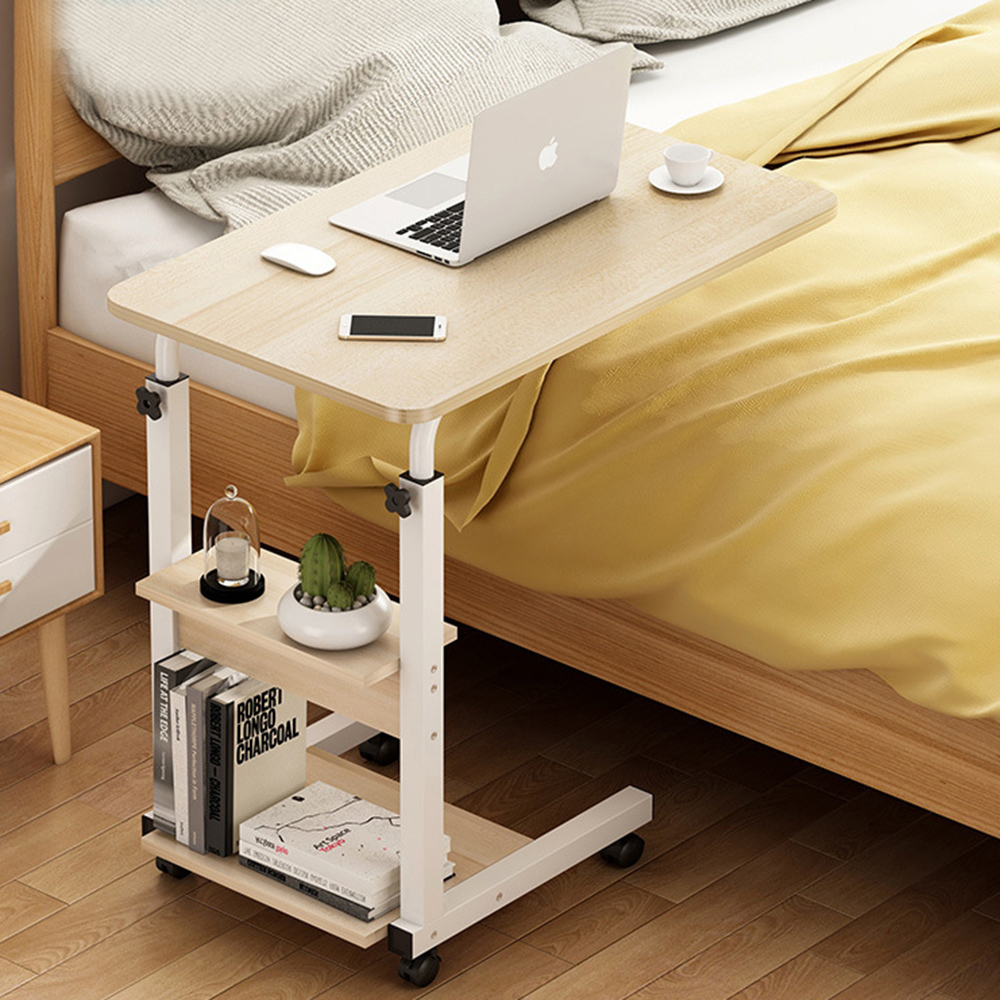 이동식 높이 조절 침대 사이드 테이블( 선반형)( 내추럴) 거실 소파 틈새 공간 쇼파