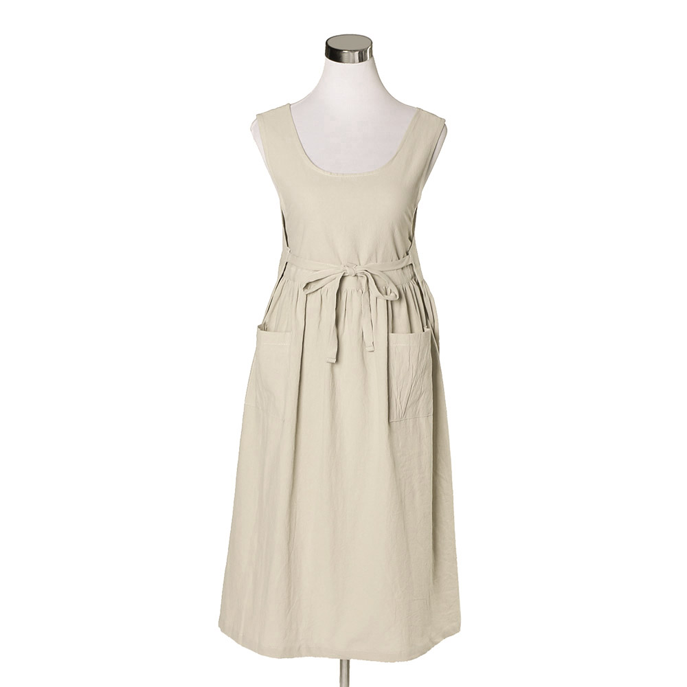 홈앤 통원 피스 카페 주방 앞치마( 오트밀) 공방 바리스타 작업용 패브릭 어깨 원피스