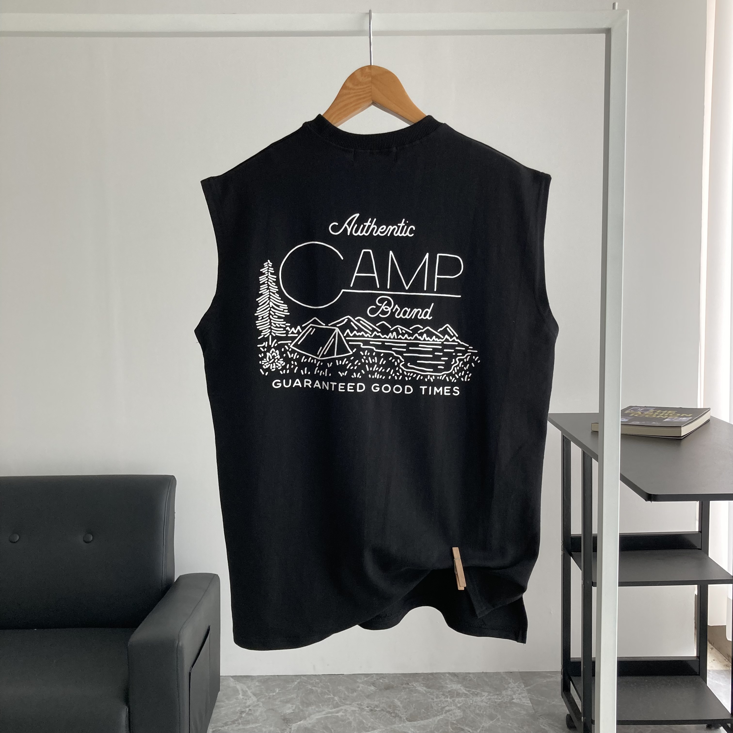 남자 나시 캠프CAMP 민소매 바캉스 헬스 면 오버핏 티셔츠 - 상세 이미지 2