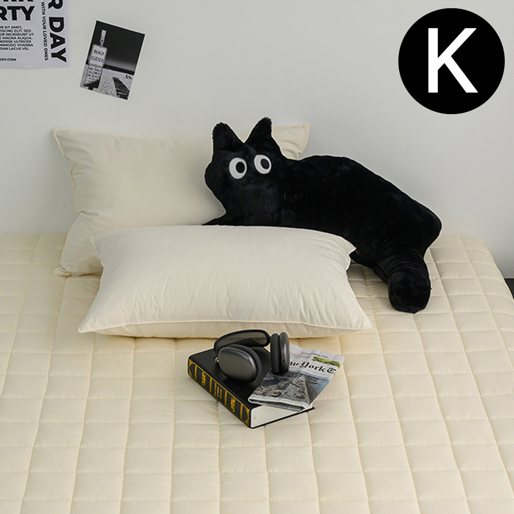 해피니 샤이니 40 수 순면 누빔 매트리스 커버 킹 K (베이지) 침대 킹매트