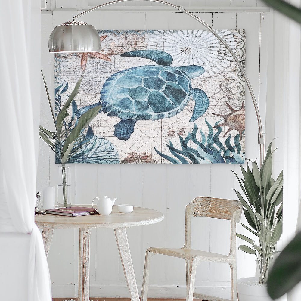 SFr 대형 패브릭 포스터 바다거북 M 벽장식 인테리어 가림천 테피스 트리 액자