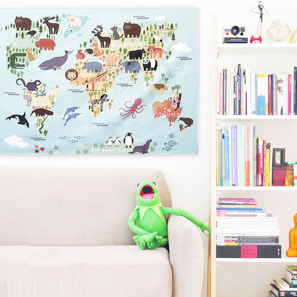 아이방 벽장식 세계 지도 패브릭 인테리어 포스터 M 가림천 테피스 트리 액자 현관 명화
