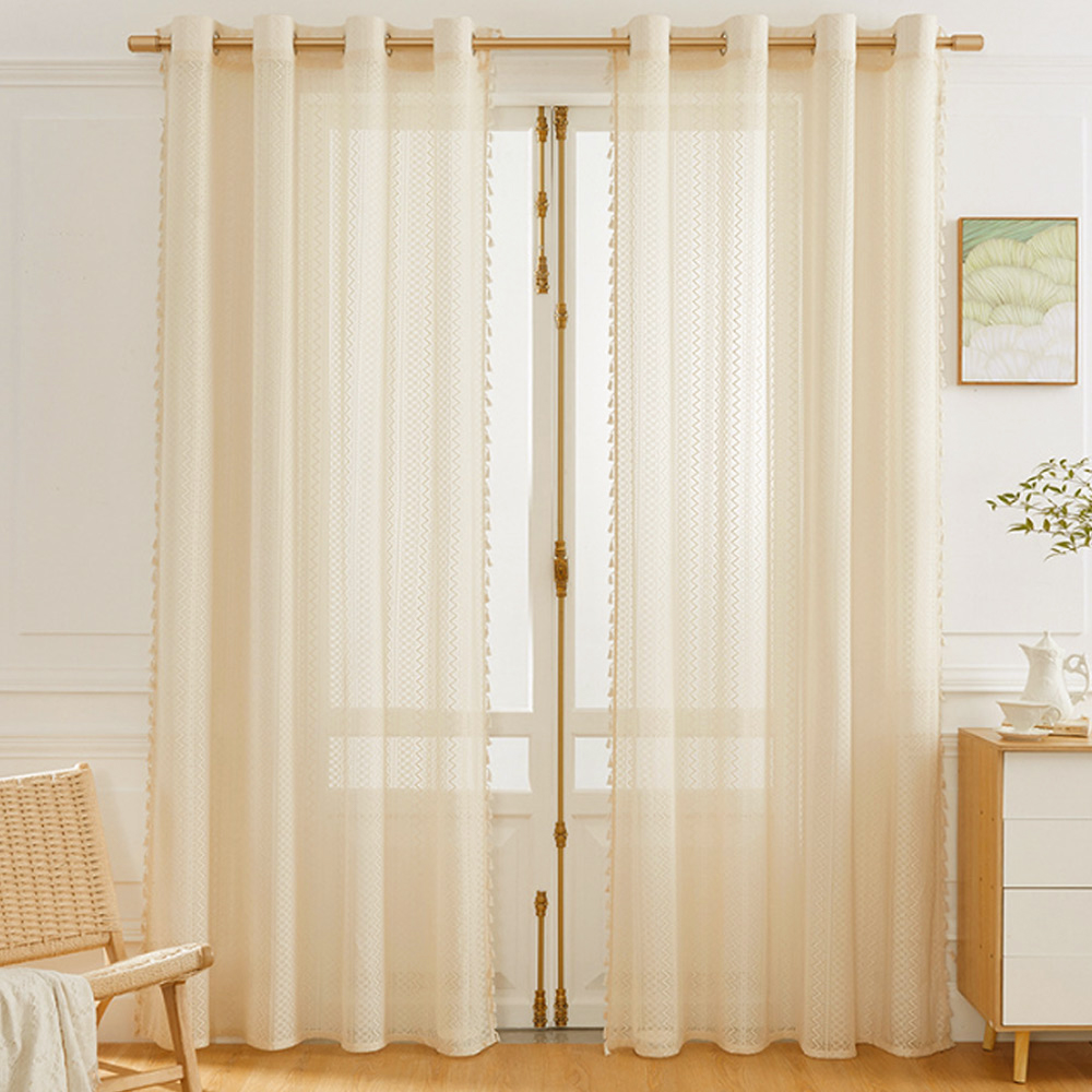 창문 데코 태슬 레이스 커튼( 150x 260 cm) (아일릿) 크로셰 가리개 햇빛