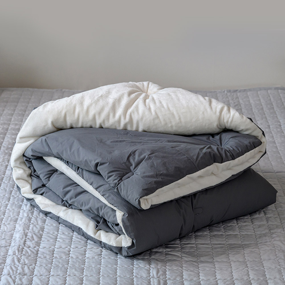 해피니 이불 here 호텔 극세사 차렵이불 슈퍼 싱글 SS (차콜) 겨울이불 편안한