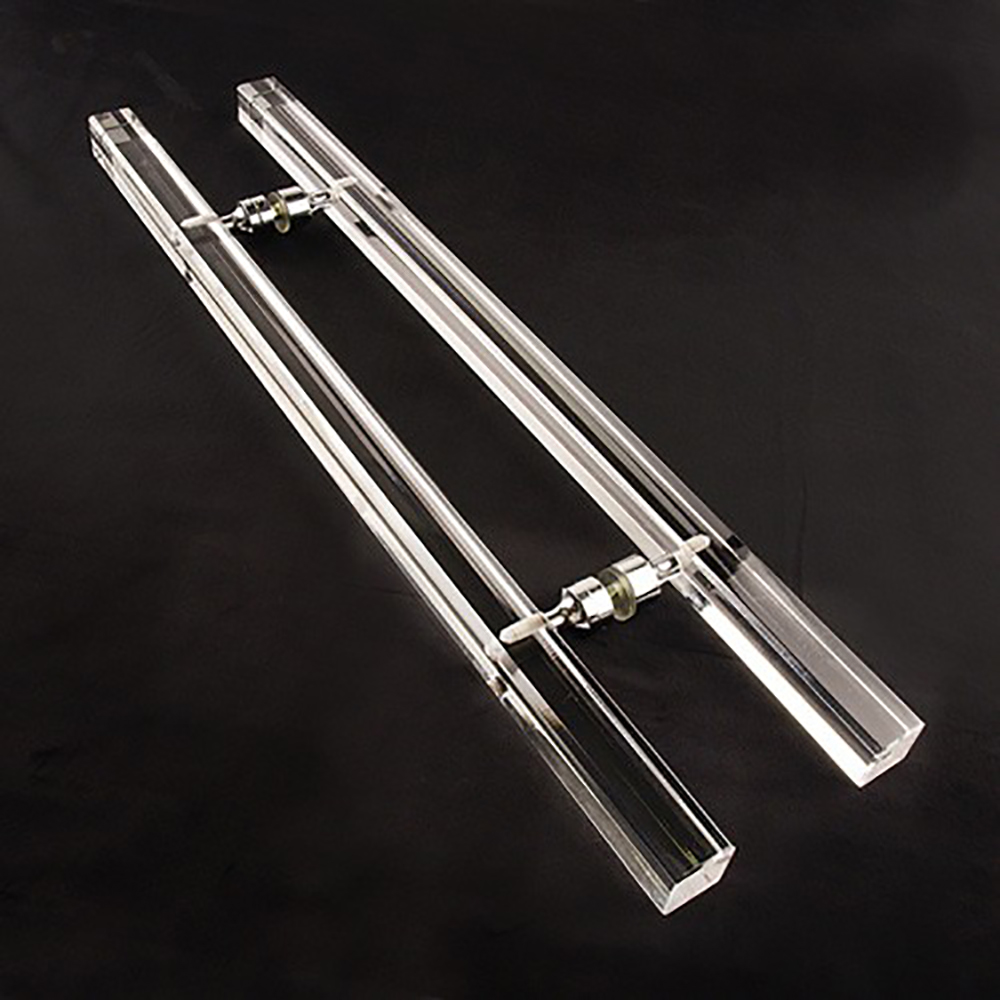 VCB 강화도어 손잡이 아크릴 사각 투명 340P 가구 인테리어 문손잡이 고정 그립핸들