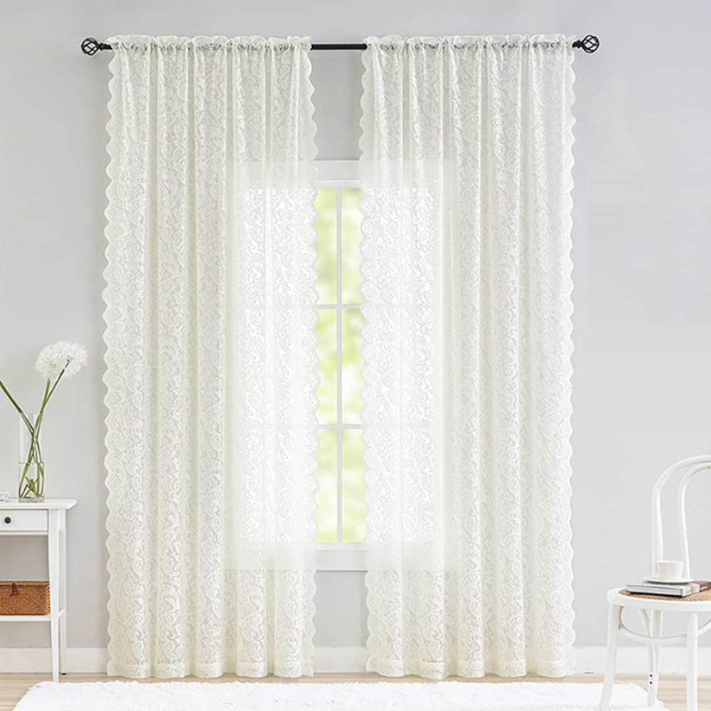 창문 감성 화이트 레이스 커튼( 130x 260 cm) (봉 집형) 가리개 햇빛 긴창