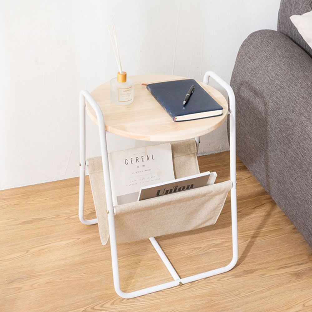 원형 인테리어 린넨2단 테이블 사이드 거실 미니 2단테이블